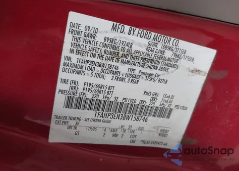 2011 Ford Focus S из США, поврежденный, VIN 1FAHP3EN3BW158746